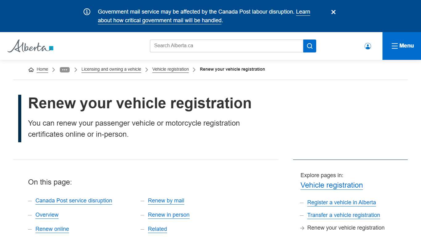 Renew your vehicle registration Alberta.ca